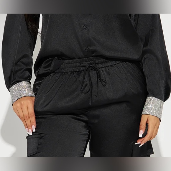 Fashion Nova Make It Bling Satin Jogger Set-NWOT - Picture 4 of 4